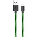Кабель PERO DC-04, USB Type-C (m) - USB (m), 2м, в оплетке, 3A, зеленый / черный