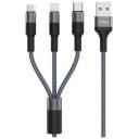 TFN Кабель USB 3 в 1 (Micro + Lightning + Type-C) 1 м (серый)