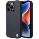 Кожаный чехол BMW Signature Logo imprint Hard для iPhone 14 Pro, синий