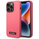 Чехол силиконовый Karl Lagerfeld для iPhone 14 Pro, Liquid silicone Plaque logo фуксия (MagSafe)