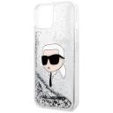 Чехол Karl Lagerfeld Liquid glitter NFT Karl head Hard для iPhone 14, цвет Серебристый (KLHCP14SLNKHCH)