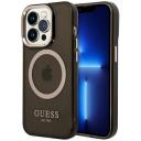 Чехол Guess Metal outline для iPhone 14 Pro Max, черный/золотой (MagSafe)