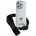 Чехол Karl Lagerfeld Crossbody PC/TPU NFT Choupette with Strap Hard для iPhone 15 Pro прозрачный