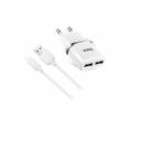 Сетевое зарядное устройство Hoco C12, 2xUSB, microUSB, 2,4 A, white