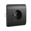 Розетка CHINT NEW3-E 16А без заземления, защитные шторки черный 431486