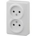 Розетка накладная двойная без заземления (белый) ЭРА 11-2202-01