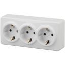 Розетка накладная тройная с заземлением и шторками (белый) ЭРА 11-2209-01