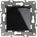 Розетка встраиваемая с заземлением, шторками и крышкой (черный) ЭРА 12-2103-06