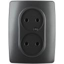 Розетка встраиваемая двойная без заземления (антрацит) ЭРА 12-2107-05