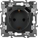Розетка встраиваемая с заземлением, шторками и USB Type A+С (графит) ЭРА 12-4108-12