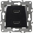 Розетка встраиваемая USBх2 (черный) ЭРА 12-4110-06