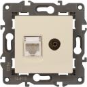 ТВ-розетка и Ethernet RJ-45 (слоновая кость) ЭРА 14-3110-02