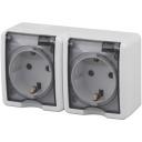 Розетка накладная двойная с заземлением, шторками и крышкой (белый) IP54 ЭРА 11-2404-01