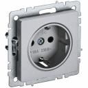 BRITE Розетка 1-местная с заземлением без защитных шторок 16А РС11-1-0-БрА алюминий IEK, цена за 1 шт