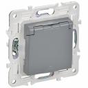SKANDY Розетка 1-местная с заземлением с защитными шторками и крышкой 16А IP44 SK-R11Gr серый IEK, цена за 1 шт