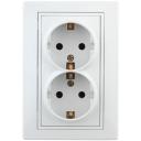 Intro 1-208-01 Intro Розетка 2X2P+E Schuko со шторками, 16А-250В, IP20, СУ, Plano, белый (10/100/1200)