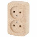 3-203-11 Розетка Intro Polo 3-203-11 двойная без заземления 2х2P, 16A-250В, IP20, ОУ, сосна, цена за 1 шт