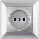 Розетка Intro Solo 4-201-03 без заземления 2P, 16А-250В, IP20, СУ, алюминий арт. Б0053643 (1 шт.)