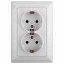 4-208-01 Розетка Intro Solo 4-208-01 с заземлением двойная 2X2P+E Schuko со шторками, 16А-250В, IP20, СУ, белый, цена за 1 шт