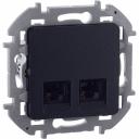 INSPIRIA Розетка компьютерная двойная RJ45 категория 5Е UTP антрацит, цена за 1 шт