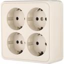 Четырехместная розетка 4-местная розетка LK Studio открытой установки с з/к, со шторками, бежевый 813801