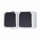 Двойная розетка LK Studio с з/к IP54 16А/250V серый LK AQUA 80008