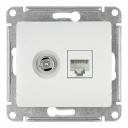 Розетка телевизионная/ компьютерная Systeme Electric Glossa встраиваемая белая TV/ RJ45 (GSL000189)