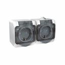 ЭТЮД Розетка двойная наружная с заземлением со шторками IP44 белая Systeme (Schneider) (PA16-244B), цена за 1 шт