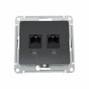 Компьютерная розетка Systeme Electric Glossa Антрацит 2-ая RJ45+RJ45, кат.5E SE GSL000785KK