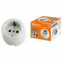 Розетка фарфоровая 2П+З 16А 250В белая Болонь TDM, цена за 1 шт