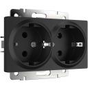 Розетка встраиваемая двойная с заземлением (черный матовый) Werkel W1172008 (a051623)