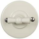 Выключатель ретро BIRONI Бирони 1-клавишный поворотный, проходной негорючий пластик, цвет слоновая кость B1-201-211