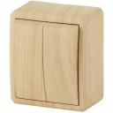 Выключатель накладной двухклавишный (сосна) ЭРА 11-1204-11