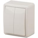 Выключатель накладной двухклавишный с подсветкой (слоновая кость) ЭРА 11-1205-02