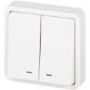 Выключатель накладной двухклавишный с подсветкой (белый) IP55 ЭРА 11-1525-01
