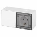 11-7501-01 Блок розетка с выключателем ЭРА Эксперт 11-7501-01 IP55, 16A(10AX)-250В, ОУ, белый, цена за 1 шт