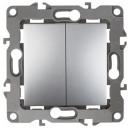 Выключатель встраиваемый двухклавишный (алюминий) ЭРА 12-1004-03