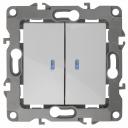 12-1105-01 12-1105-01 ЭРА Выключатель двойной с подсветкой, 10АХ-250В, IP20, Эра12, белый, цена за 1 шт