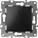Проходной переключатель двухклавишный встраиваемый (антрацит) ЭРА 12-1106-05