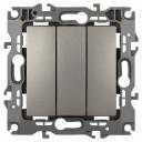 12-1107-16 Выключатель ЭРА Серия 12 12-1107-16 тройной, 10АХ-250В, титан, цена за 1 шт