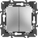 Выключатель встраиваемый двухклавишный (алюминий) ЭРА 14-1104-03