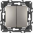 Проходной переключатель двухклавишный встраиваемый (титан) ЭРА 14-1106-16