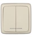 Выключатель Hegel Alfa двухклавишный накладной слоновая кость с подсветкой (ВА10-154-01)