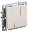Выключатель трехклавишный IEK BR-V30-0-10-K10 BRITE 10А ВС10-3-0-БрКр Бежевый