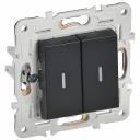 SKANDY Выключатель 2-клавишный с индикацией 10А SK-V09Bl черный IEK, цена за 1 шт