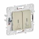 Выключатель 2-клавишный IEK BRITE с индикацией, отельный, 10А, бежевый SK-V16B SK-V20-2-10-K10