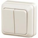 Выключатель двухклавишный Intro Quadro 2-104-02 открытой установки 10А 250В слоновая кость