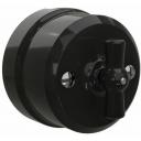 Ретро выключатель фарфоровый (Керамический) поворотный на 4 положения (аналог 1-2 клавишного выключателя), цвет черный, серия "аврора"