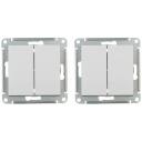 Переключатель проходной электрический Systeme Electric Atlas Design 2-клавишный, 10А, 10 AX, Белый - 2 шт.