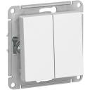 Выключатель двухклавишный Systeme Electric Atlas Design, на винтах, белый